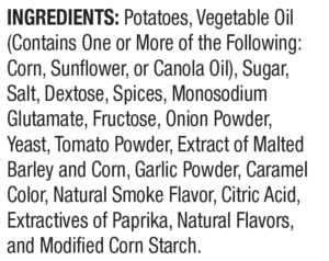 BBQ Potato Chips Ingredients