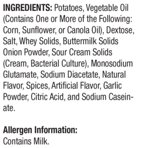 Sour Cream & Onion Potato Chips Ingredients